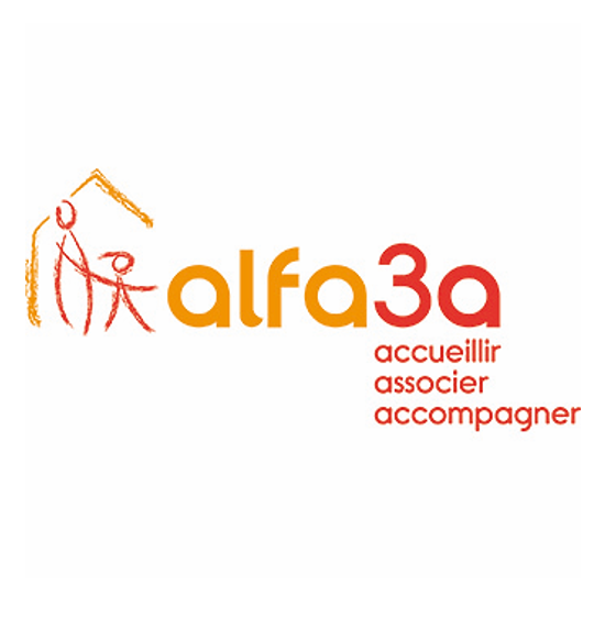 Logo Alfa3a en couleur (accueillir, associer, accompagner) - carré
